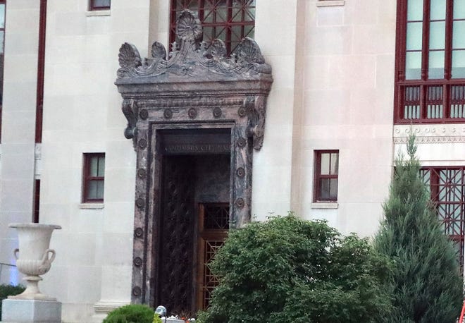 The ornamental doorway on the West Broad Street entrance to Columbus City Hall