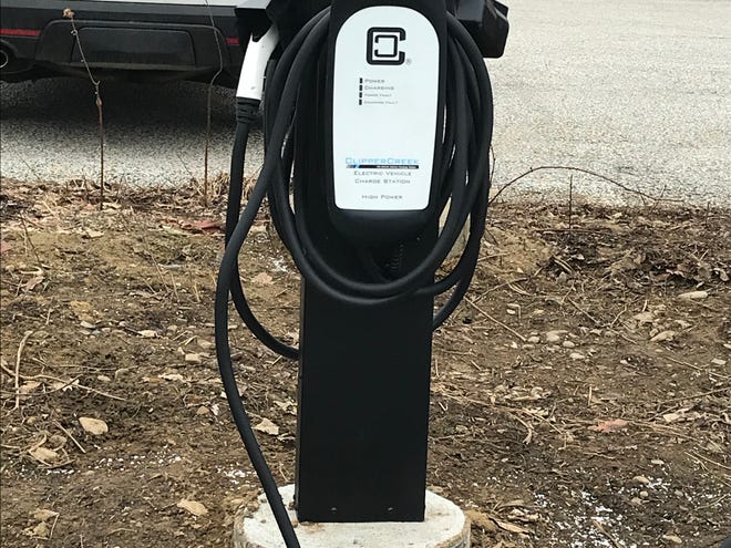 This is one of two new electric vehicle charging stations installed at the Tom Ridge Environmental Center in Millcreek Township. Presque Isle State Park officials on March 4, 2021, announced that four electric charging stations will become operational in early May.