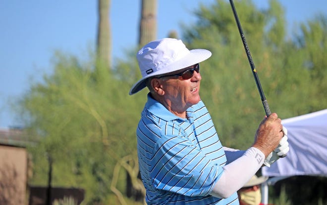 Former Guilford and Illini star Ken Kellaney watches his tee shot in the 2020 Arizona State Amateur, a tournament Kellaney has won a record five times. Kellaney was picked as the No. 2 greatest golfer in Rockford-area history.