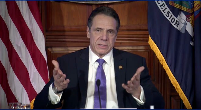 In this image taken from video from the Office of the NY Governor, New York Gov. Andrew Cuomo speaks during a news conference, Wednesday, March 3, 2021, in Albany, N.Y.