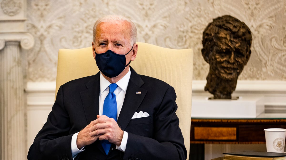 President Joe Biden holds a meeting on cancer with Vice President Kamala Harris and other lawmakers in the Oval Office at the White House on March 3, 2021 in Washington, DC.