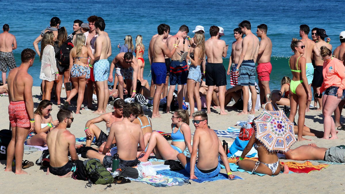 Pockets of the beach were crowded in Fort Lauderdale, Fla. on Thursday, March 4, 2021 as Spring Break is starting to ramp up on Fort Lauderdale beach and nearby bars.