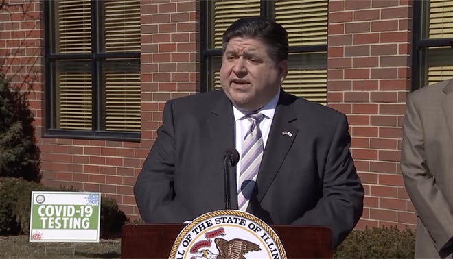 Gov. JB Pritzker speaks at a news conference Friday, March 5, 2021, at Family Christian Health Center in Chicago.