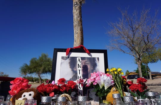 Anthony Cano's family and friends maintain a memorial for him at Gazelle Meadows Park in Chandler on Feb. 25, 2021.