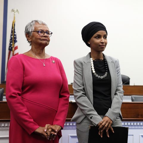 Rep. Ilhan Omar, D-Minn., and Rep. Bonnie Coleman 