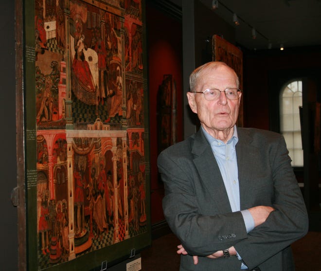 Founder Gordon Lankton inside the Museum of Russian Icons, in Clinton, from the early days of the museum.