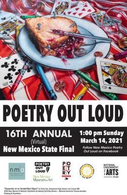 Join six New Mexico high school students via Zoom as they compete to become New Mexico’s Poetry Out Loud state champion at 1 p.m. on Sunday, March 14, 2021.