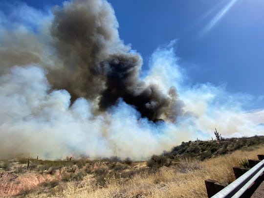 A photo of the pumpkin fire posted by the Arizona Department of Forestry and Fire Management via Twitter on March 8, 2021.