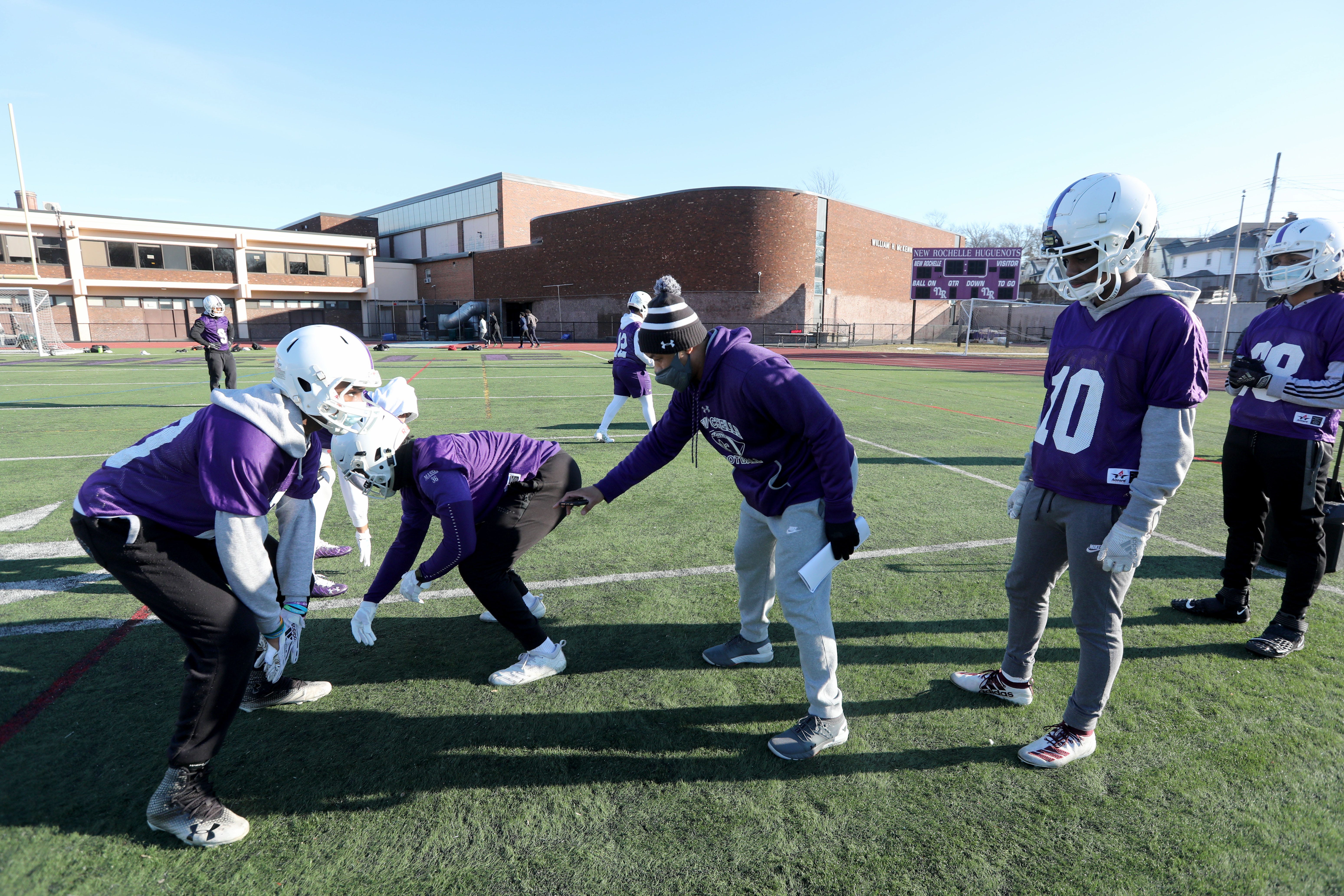New Rochelle football held first practice under new coach Ray Rhett