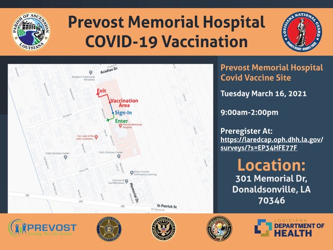 COVID-19 vaccine will be available at Prevost Hospital in Donaldsonville