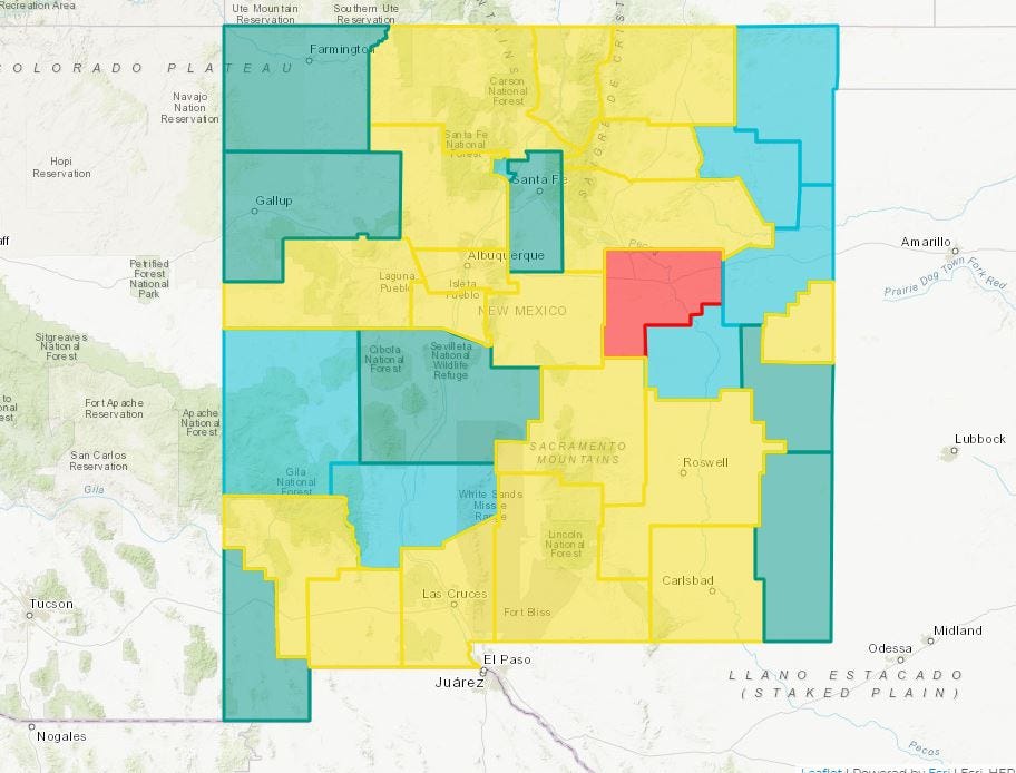 Albuquerque Zip Code Map New Mexico Covid-19 Color Map: Doña Ana County Returns To Yellow