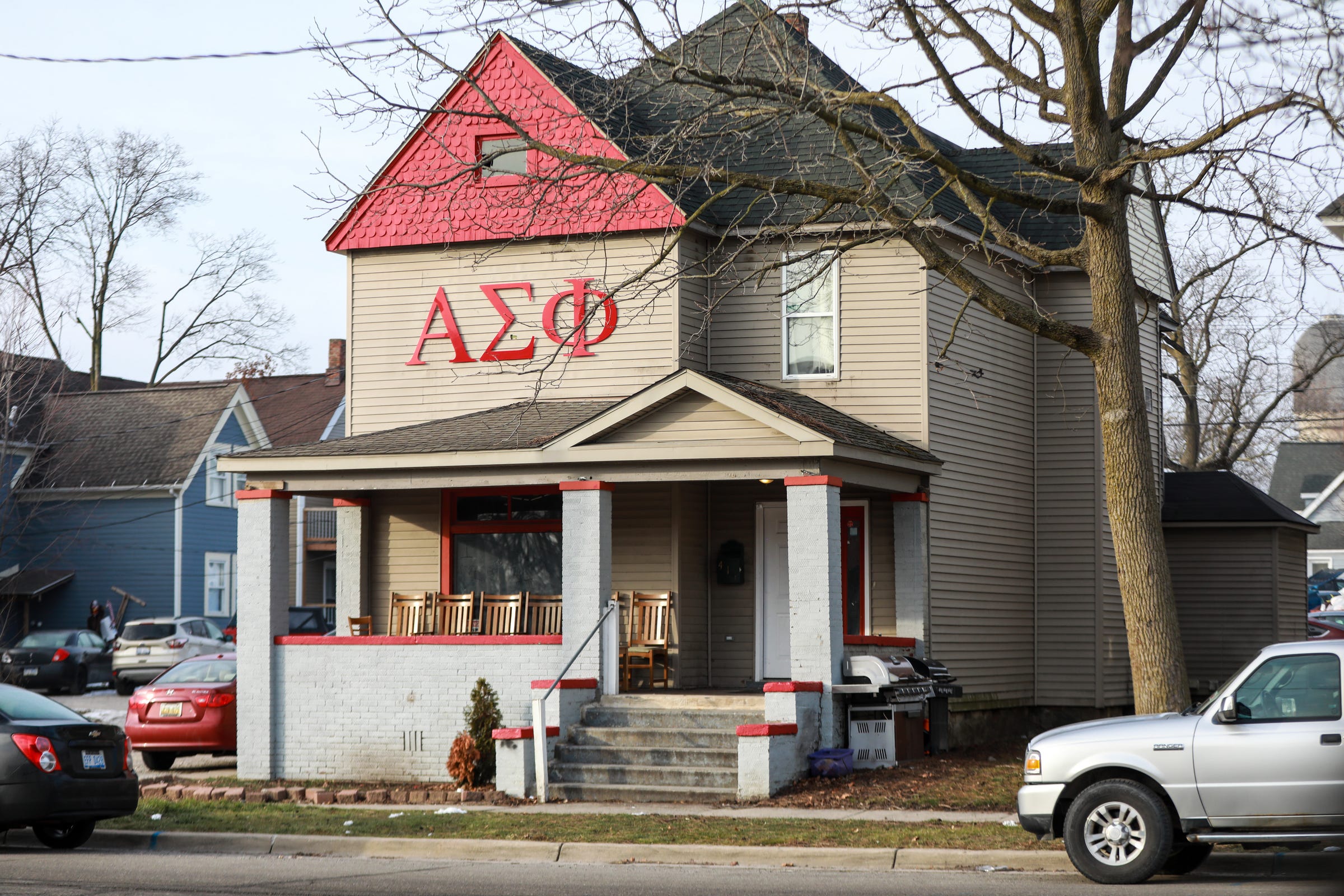 Alpha Sigma Phi fraternity house at 411 Ballard st. on the Eastern Michigan University campus in Ypsilanti on Wednesday, Jan.13, 2021.