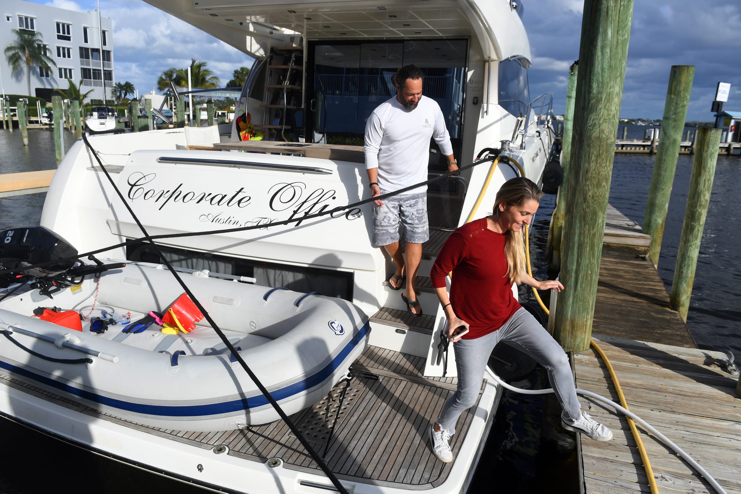 Austin and Jenny Cameron, of Austin, Texas, took over ownership of Meridian Marina in Palm City in January. The Camerons are planning extensive renovations including repairs to and expansion of the current storage facility, opening a repair shop, boat sales and a waterfront restaurant.