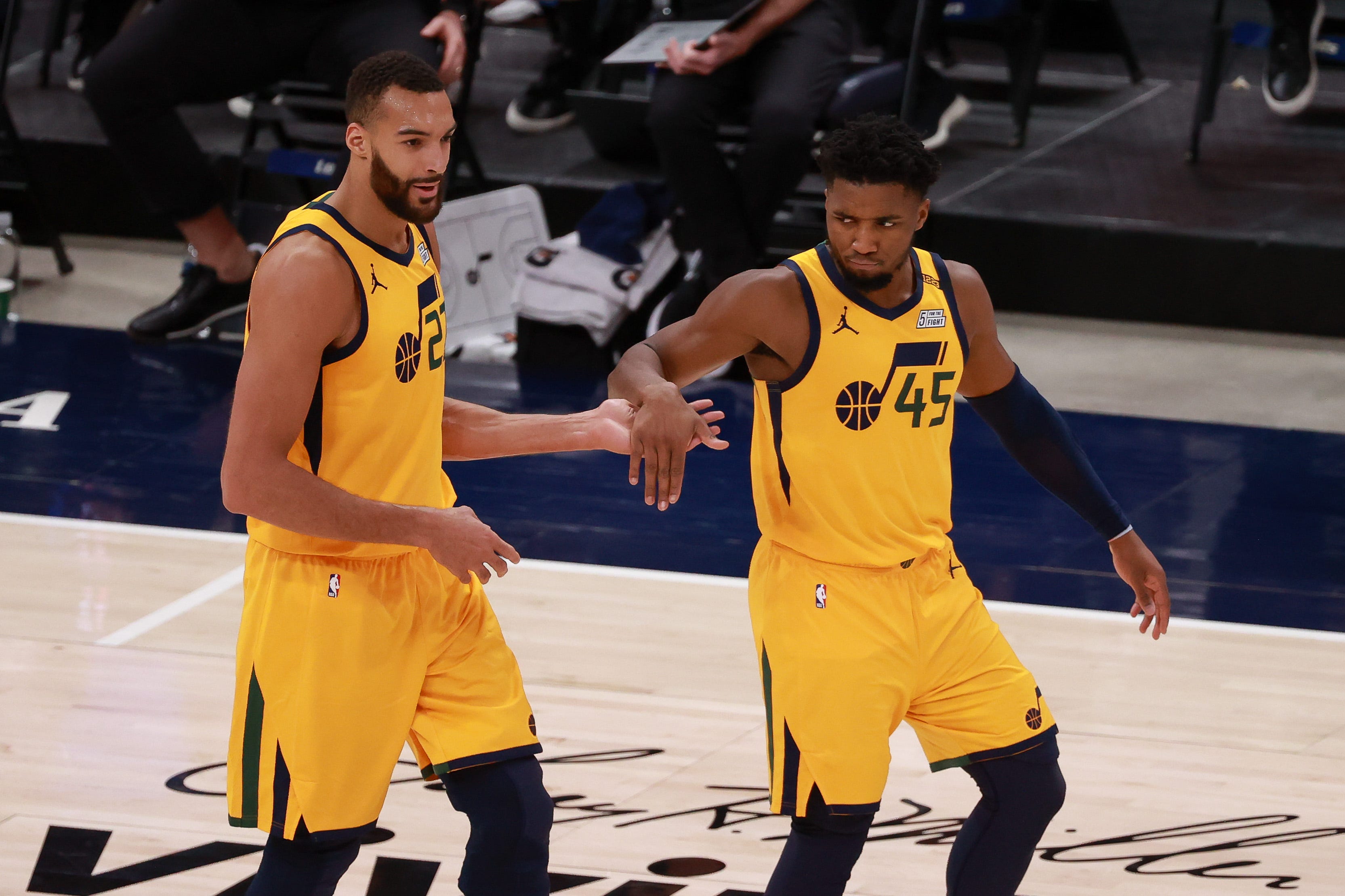 Rudy Gobert (left) and Donovan Mitchell have led the Jazz to the top of the Western Conference standings after Gobert's positive COVID-19 test last year threatened to cause friction between the two All-Stars.