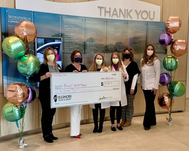 Rockford’s Illinois Bank & Trust, a subsidiary of Heartland Financial USA, Inc., presented a donation of $10,000 to SwedishAmerican’s Breast Health Program on International Women’s Day, March 8.
