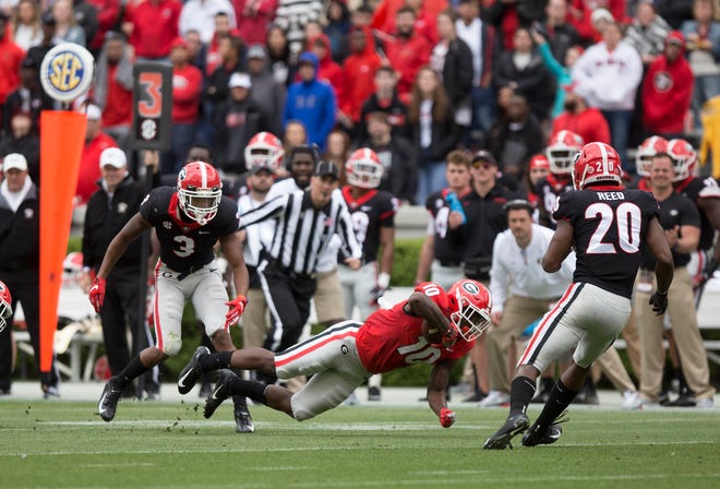 Scenes from the first half of the football spring G-Day game at the University of Georgia in Athens, Ga., on Saturday, April 20, 2019. [Photo/ Jenn Finch, The Athens Banner-Herald]
