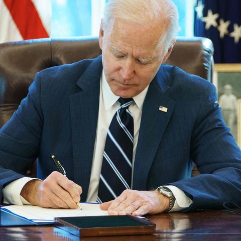 US President Joe Biden signs the American Rescue P