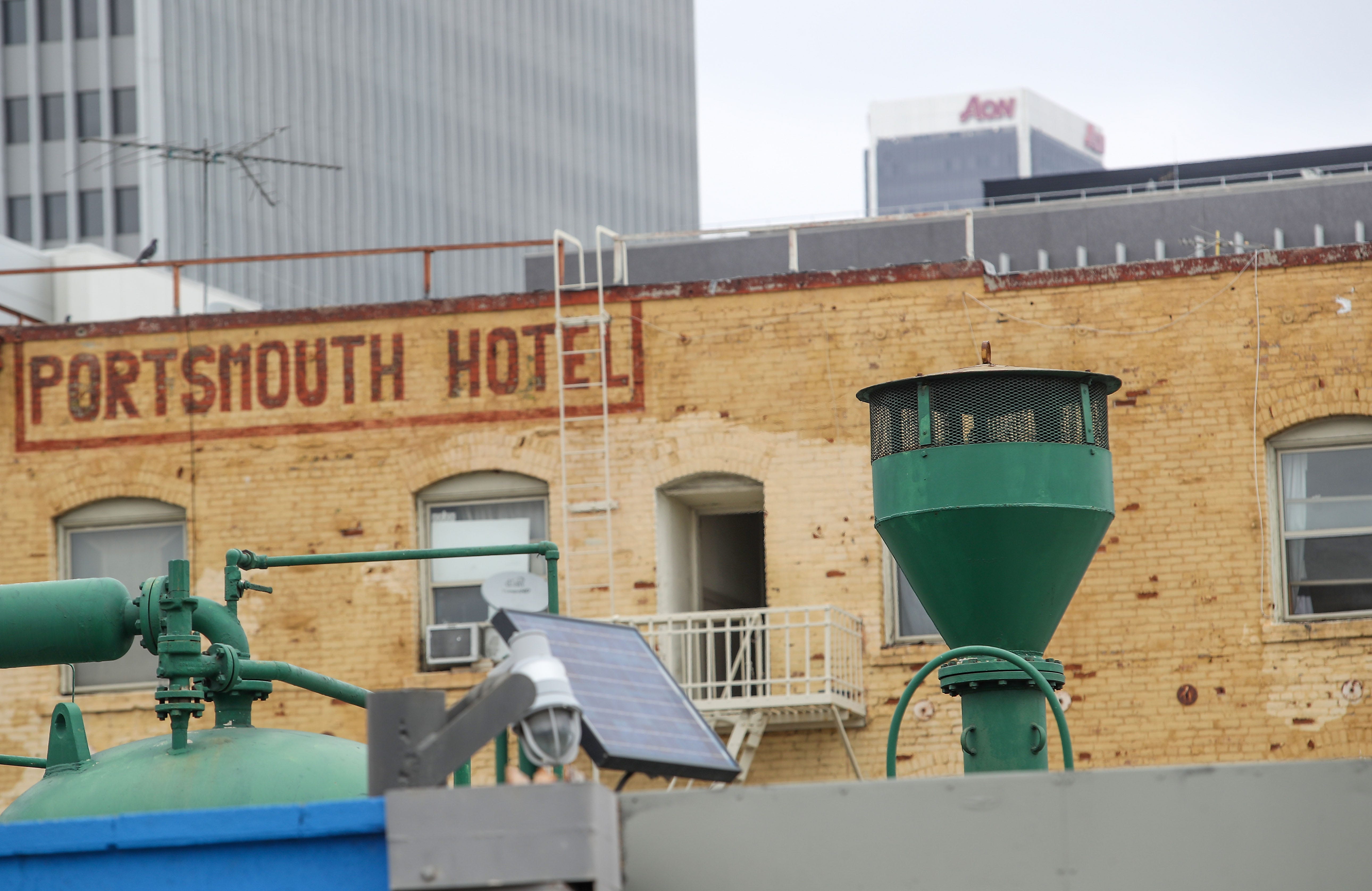 The Portsmouth Hotel, near the Nasco Petroleum site in Los Angeles, Feb. 9, 2021.