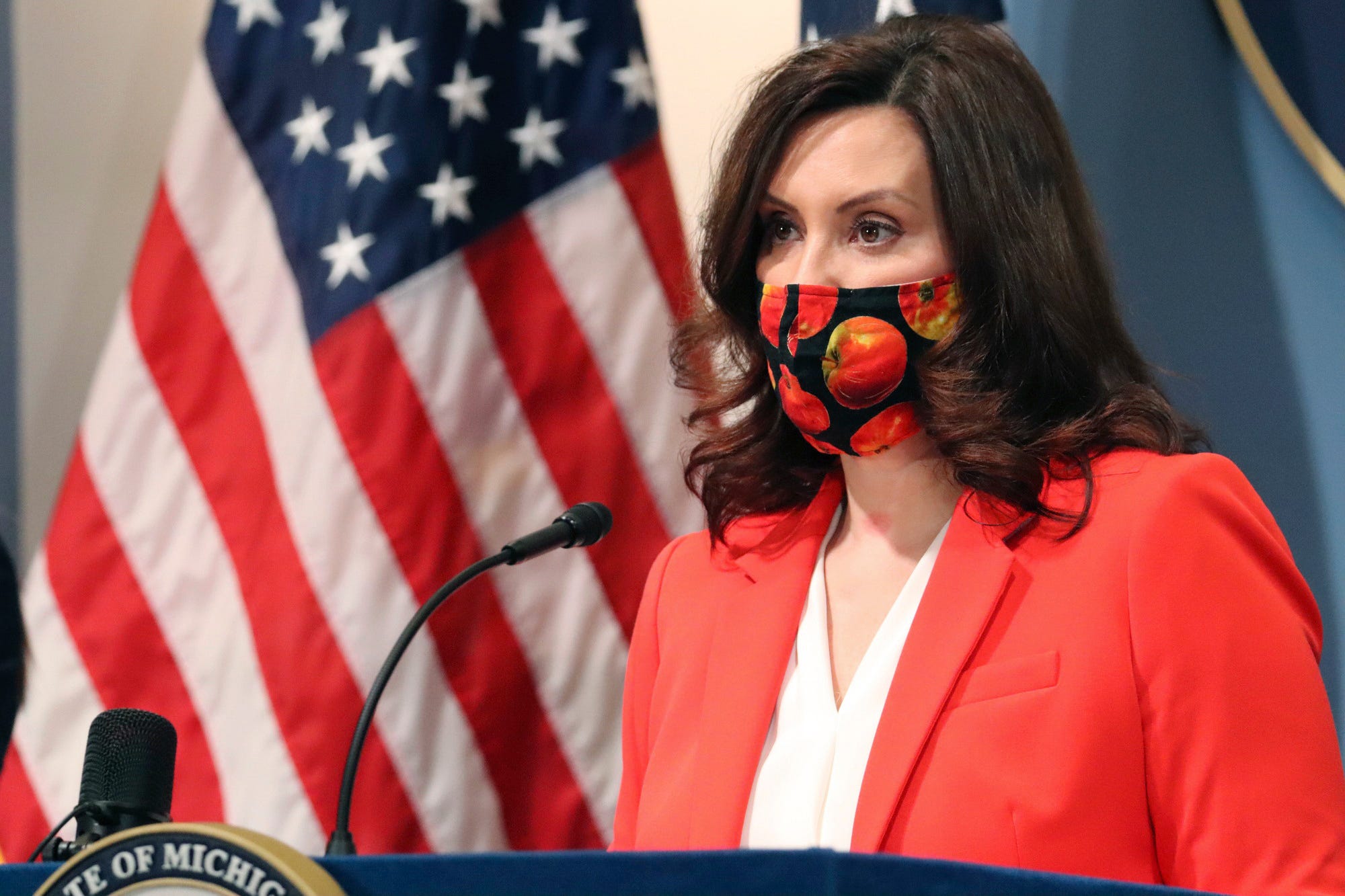 Gov. Gretchen Whitmer on Feb. 24, 2021, in Lansing, Michigan.