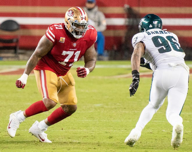 Pro Bowl LT Trent Williams (71) seems likely to finish his career with the 49ers.