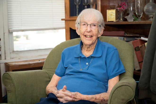 Navy Veteran Priscilla Getchell, 100, at her home in Eustis.