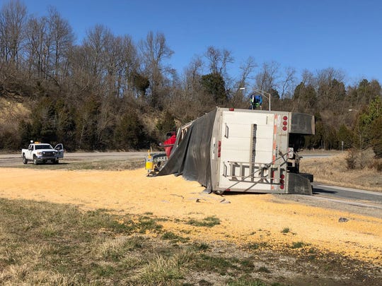 A corn truck spill Friday afternoon on the I-275 West ramp to Kellogg Avenue means clean-up crews will take at least two hours to before the ramp can be popped back open to traffic.