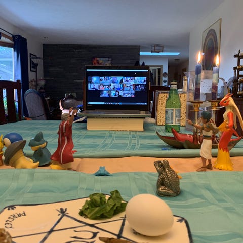 In 2020, the Fenster family's Seder included guest