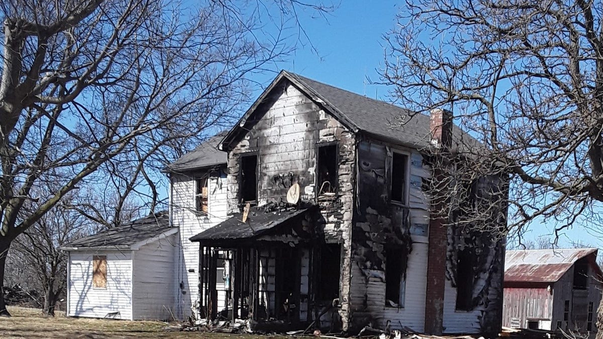 A Toluca man with a prior arson conviction has been charged again with that crime for allegedly setting fire to this long-vacant rural Toluca farmhouse, which was once the home of the late John and Mary Egleton and their 10 children. The structure is expected to be given to the Toluca-Rutland Fire Department for use in training.