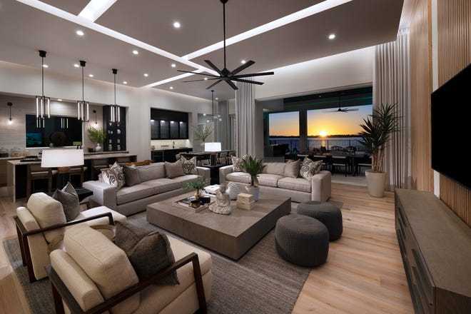 Priced at $3,084,000 with furnishings, Seagate Development Group’s Genova model at Esplanade Lake Club features an interior created by Theory Design. The Genova model is open for viewing and purchase.