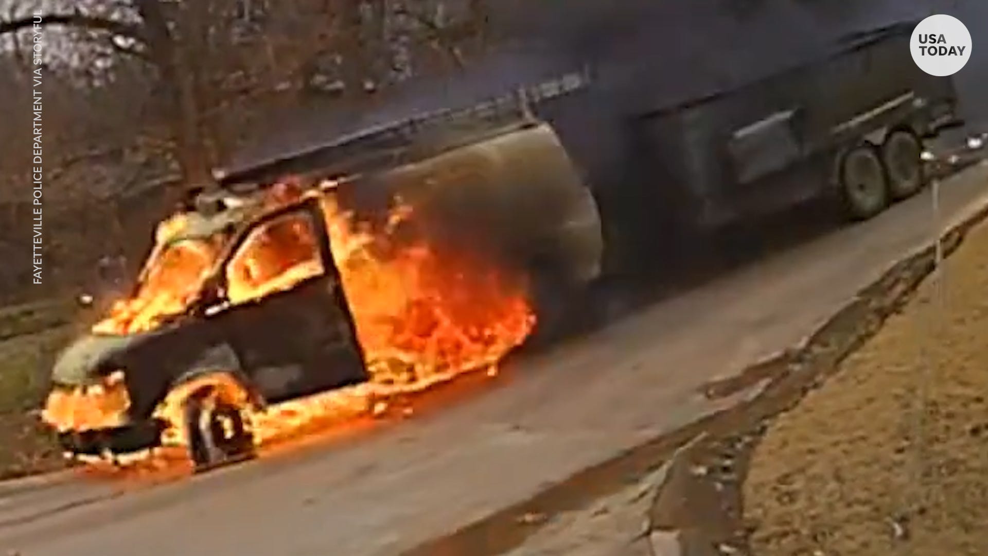 van with flames