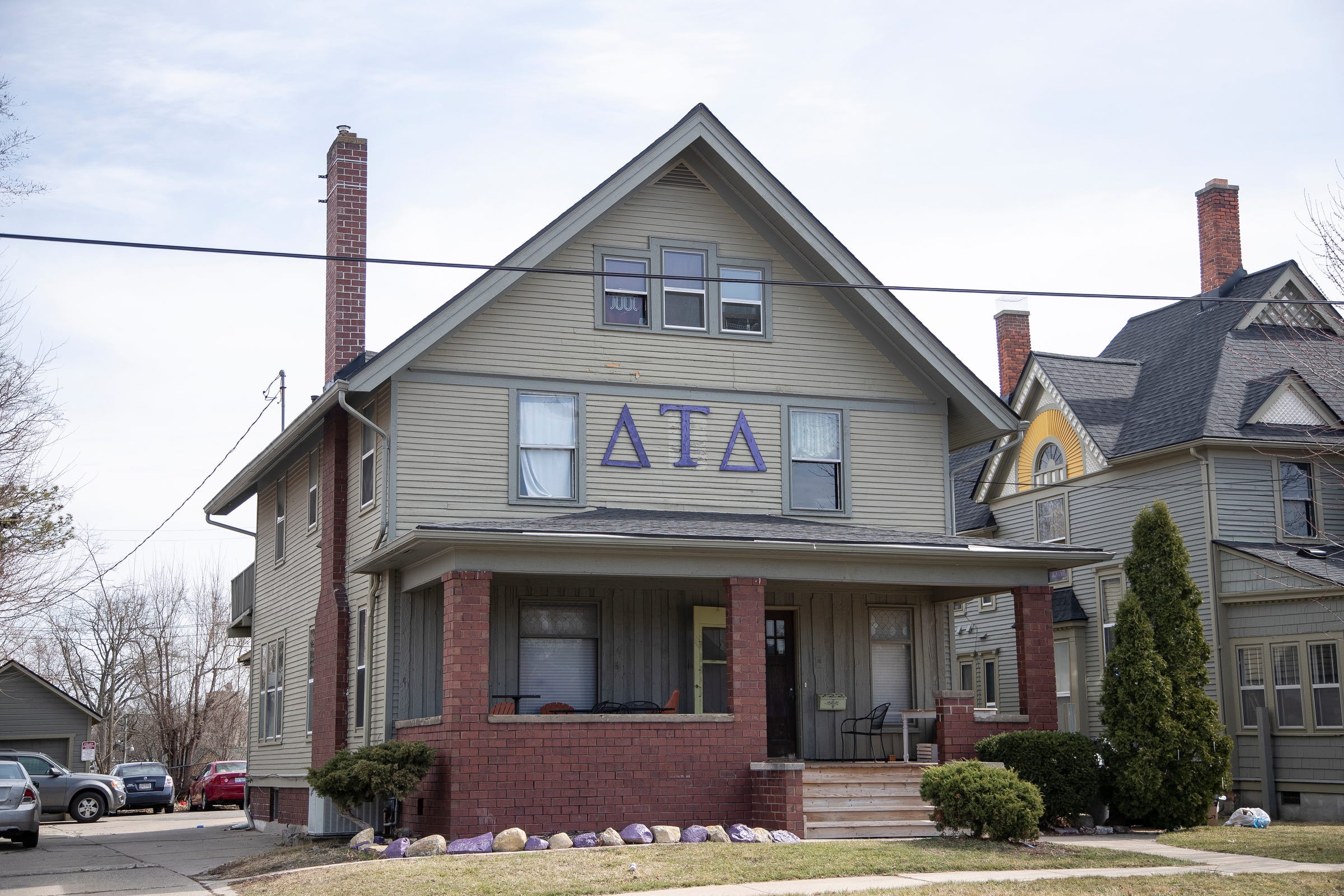 Delta Tau Delta house in Ypsilanti, Tuesday, March 23, 2021.