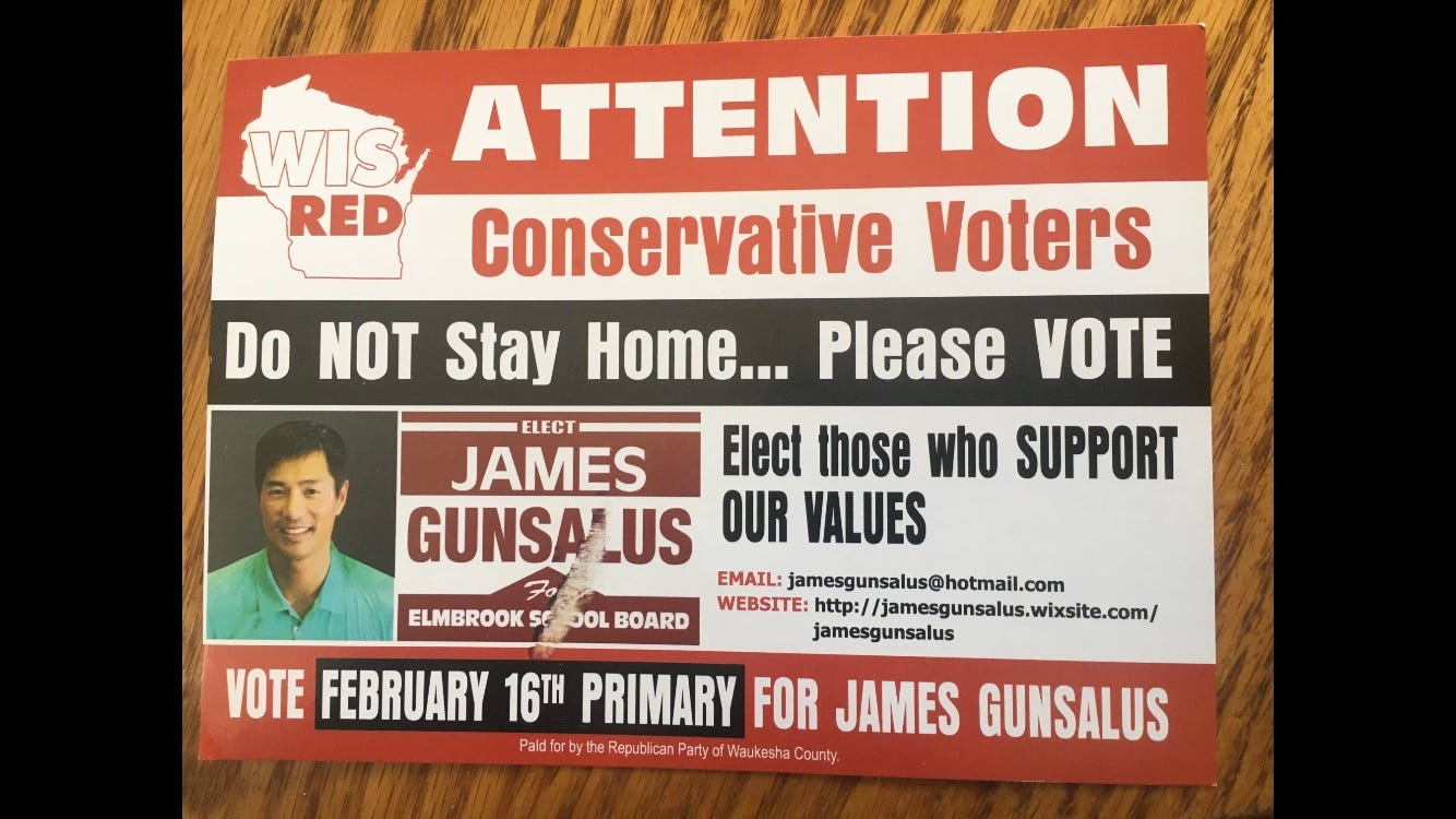 Elmbrook School Board race flyer urges 'return to American values'