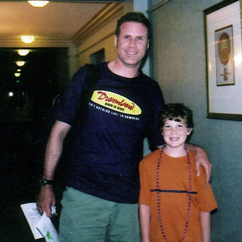 Houston Tumlin poses with "Talladega Nights" co-st