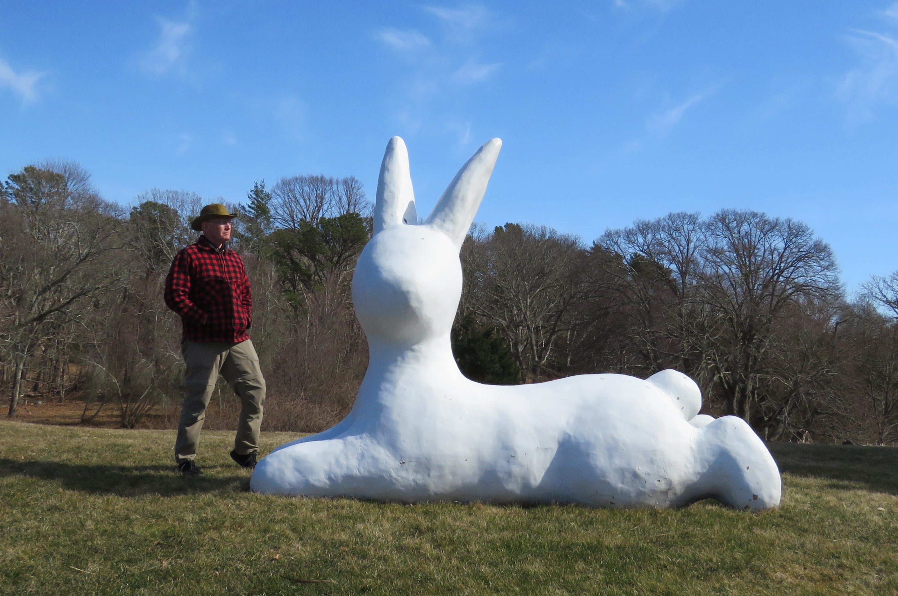 Curious Cape Cod Giant rabbit statue by Ama Torrance in Barnstable