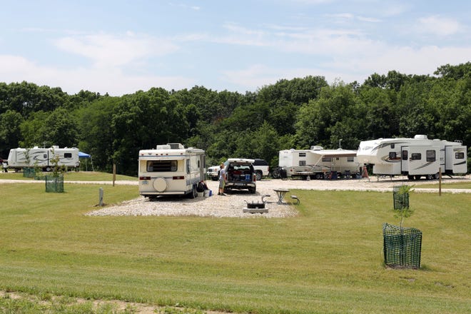 The RV campgrounds at the Big Hollow Recreation Area near Sperry, Iowa.  