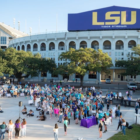 Protesters gather and march on LSU campus in react