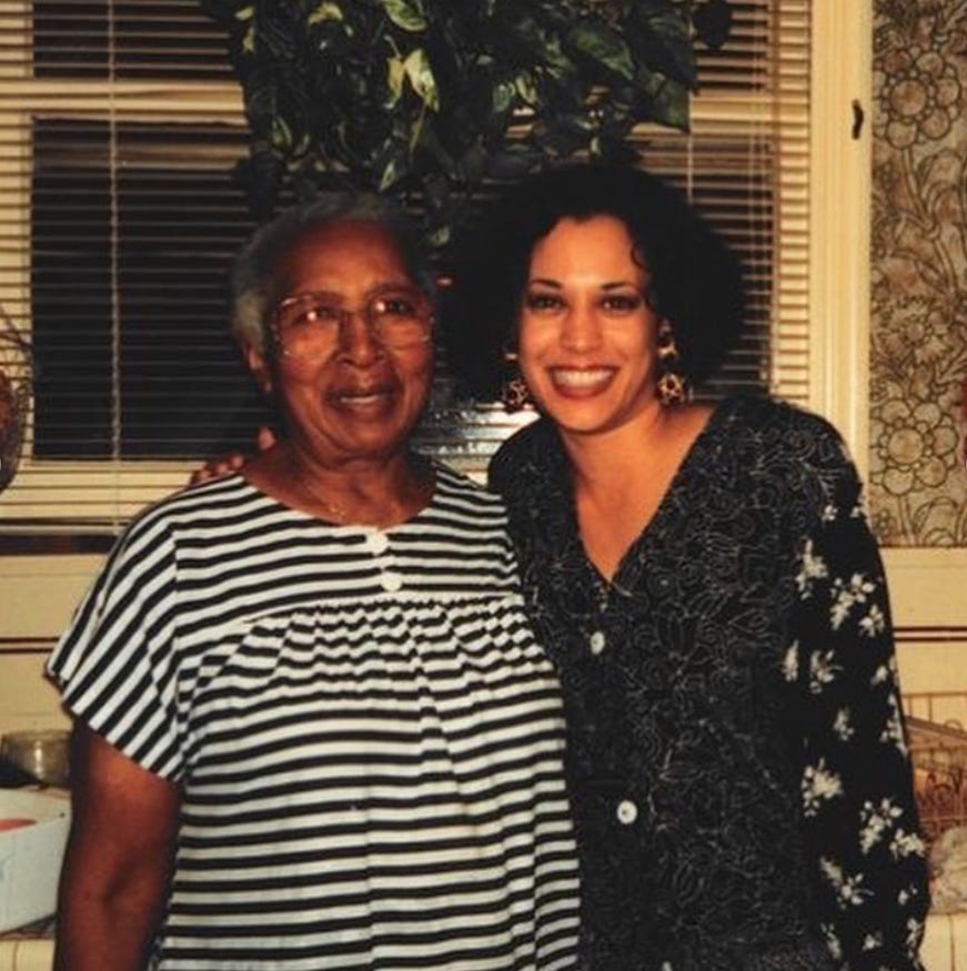 Vice President Kamala Harris, right, is pictured with Regina Shelton in this undated file photo.