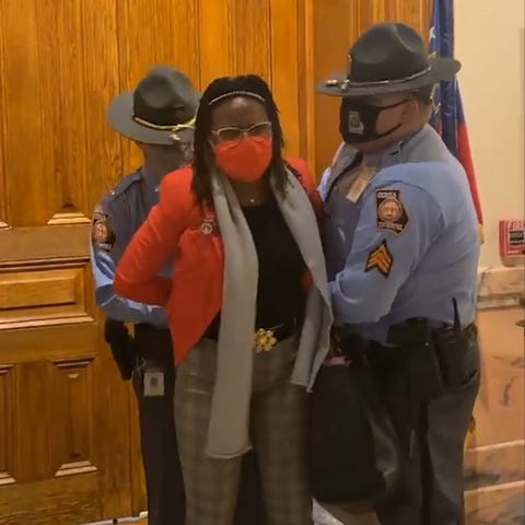 Democratic state Rep. Park Cannon was arrested aft