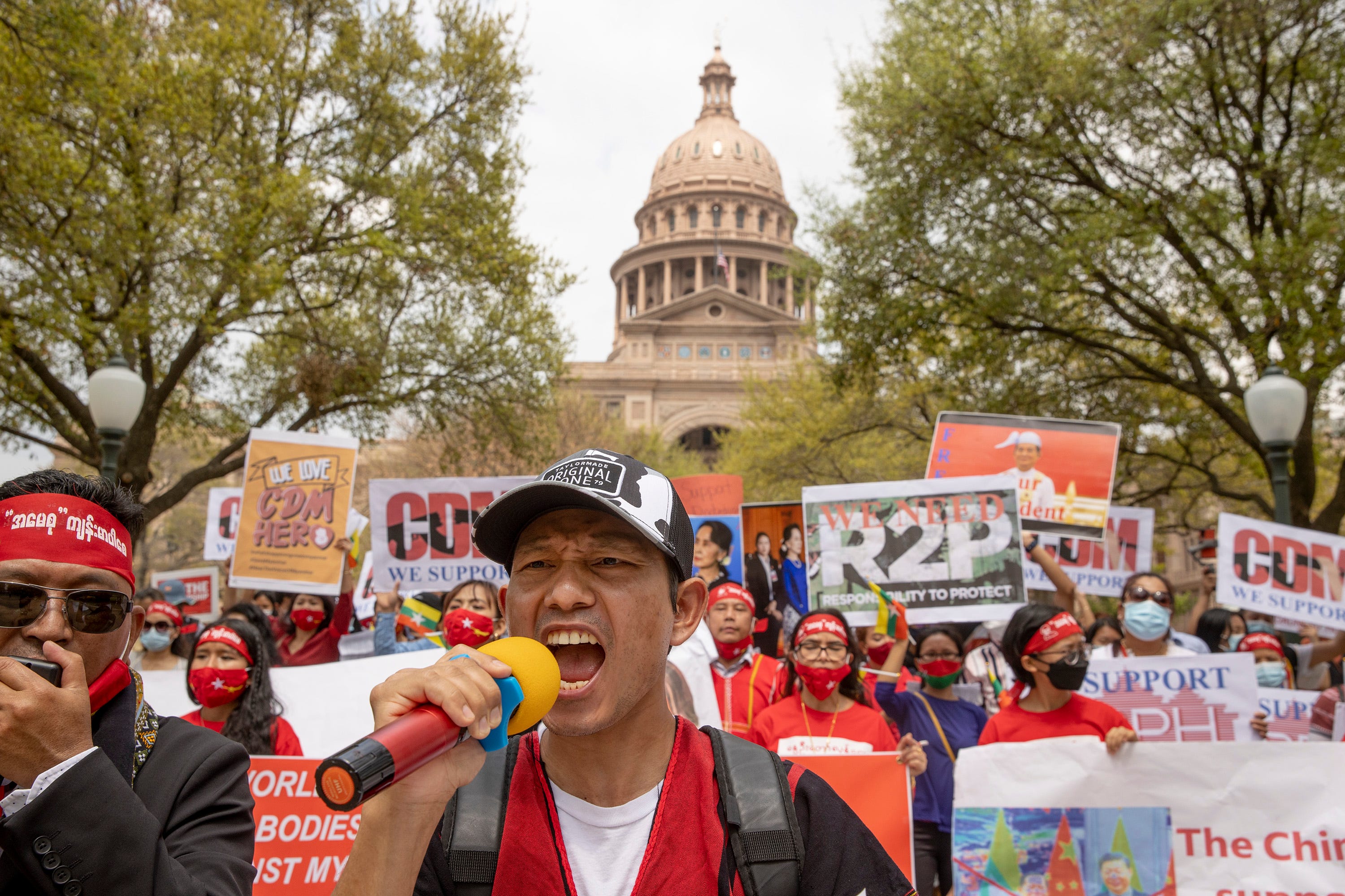 Texas Burmese Communities Rally In Austin Against Myanmar Killing
