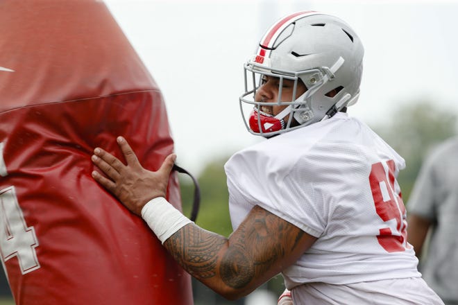Ohio State defensive tackle will miss the remainder of the Buckeyes' spring football practices with an apparent injury to his right leg.