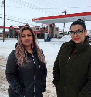 This January 2019 photo, released by the ACLU of Montana, shows Martha "Mimi" Hernandez and Ana Suda in Havre, Mont., where a Border Patrol agent detained them for speaking Spanish in a convenient store. They sued and settled their lawsuit in November.
