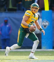 Former North Dakota State QB Trey Lance (5) never lost a game in college.