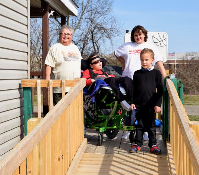 The Dudgeon family on their newly built ramp.