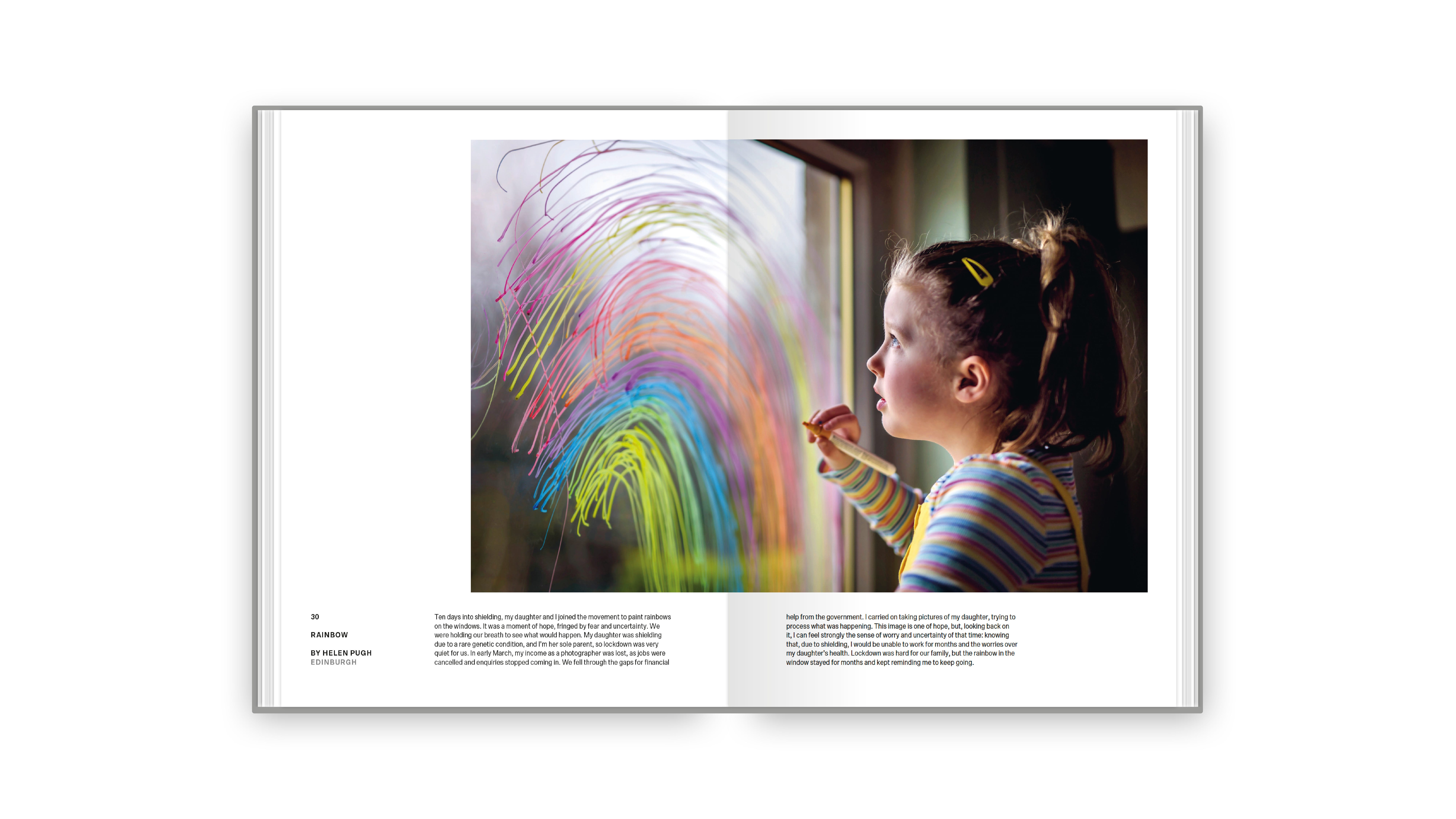 An excerpt from the book shows one of the entries to the Hold Still project.