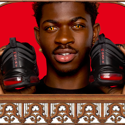 Lil Nas X shows off the Satan Shoes which went on 