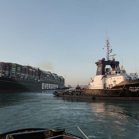 A handout picture released by the Suez Canal Autho
