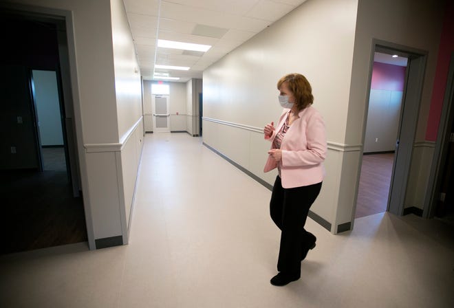 Despite CHOICES increasing its space from 52 beds to 120 when it moved into it's new shelter in January 2019, demand has already outstripped supply. So Franklin County’s only domestic-violence shelter is opening a 24-bed expansion later this month. Sue Villilo,  assistant vice president of community-based services for Lutheran Social Services, which runs the shelter, shows off the new space.
