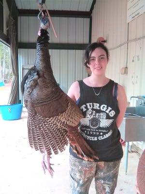 Mikaylah Bordelon killed her first turkey on youth weekend in St. Helena Parish with a 20-gauge Yildiz over and under. The bird weighed  18.8 pounds and sported a 10 1/8 inch beard with 1 1/8 inch spurs.