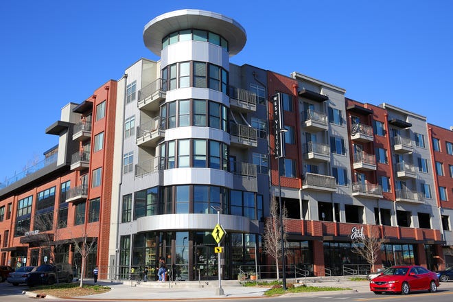 West Village, upscale apartments built in 2018-2020 at 835 W Sheridan Ave. in west downtown.