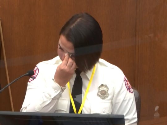Minneapolis firefighter Genevieve Hansen testifies March 30 about witnessing the death of George Floyd and being prevented by police from helping him.